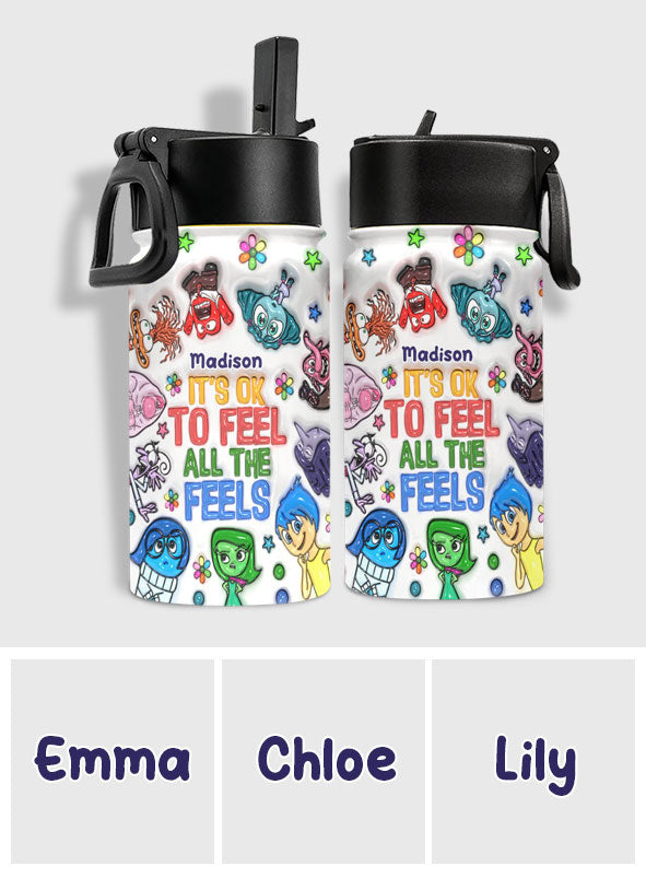 Personalized Kids Water Bottle Custom Name Fun Design Gift