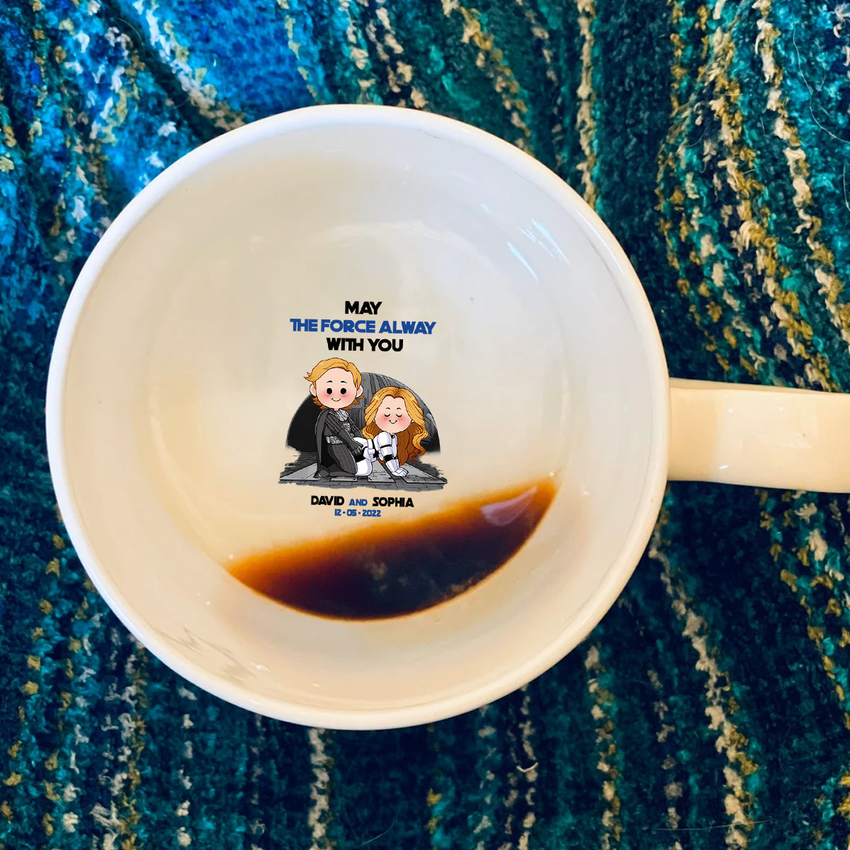 Personalized Hidden Message Coffee Mug with Custom Name - May The Force Be With You Gift