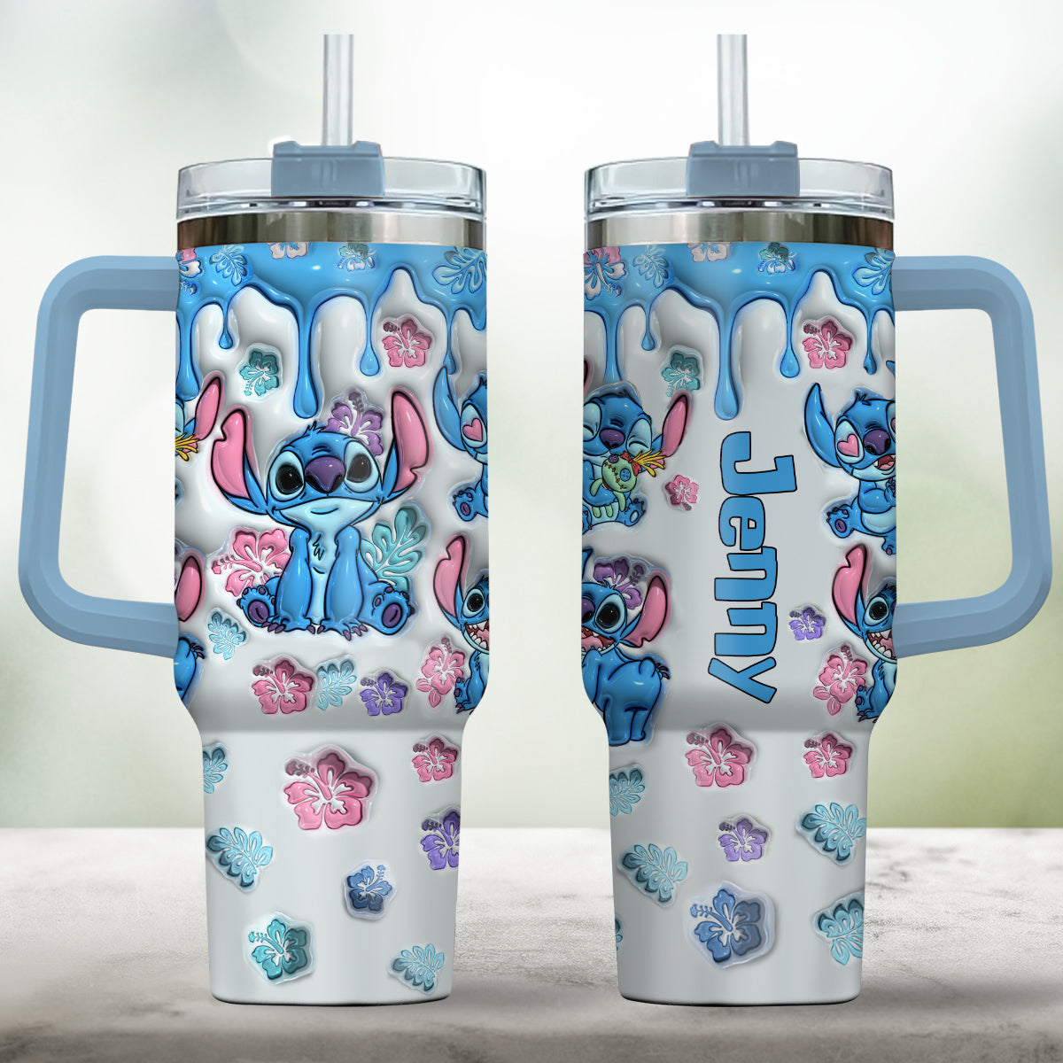 Personalized Ohana Tumbler with Handle Custom Name Gift for Family
