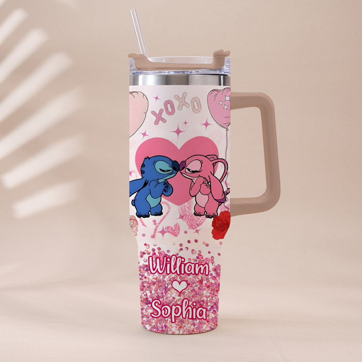 Personalized Ohana Tumbler with Handle Custom Name Gift for Couples