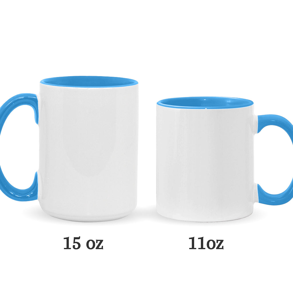 Personalized Accent Mug with Blue Rim Cute Character Design Gift for Mom