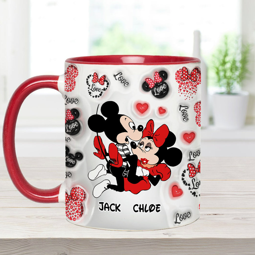 Personalized I Love You Mouse Accent Mug with Custom Names Gift