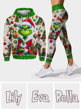 Load image into Gallery viewer, Personalized Grinchmas Hoodie and Leggings Set Custom Name Christmas Gift
