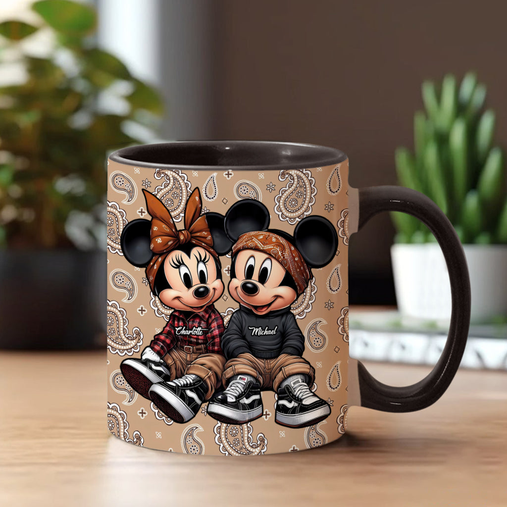 Personalized Mouse Couple Accent Mug Custom Name Gift for Anniversary