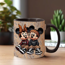Load image into Gallery viewer, Personalized Mouse Couple Accent Mug Custom Name Gift for Anniversary

