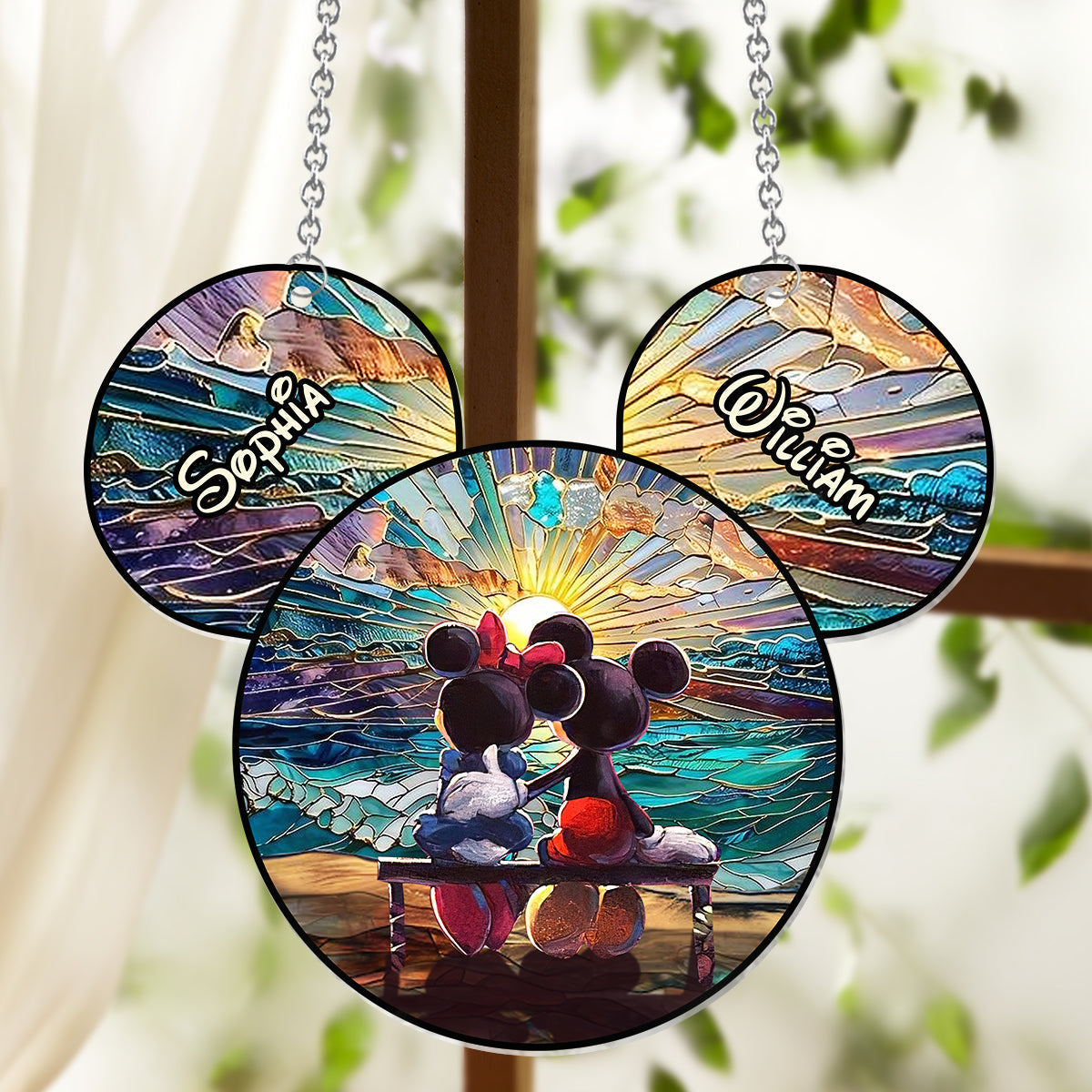 Personalized Beach Couple Suncatcher Ornament Gift for Home