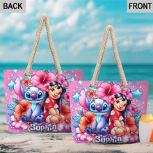 Load image into Gallery viewer, Personalized Cute Bubble Flowers Beach Bag Custom Name for Summer
