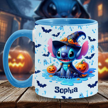 Load image into Gallery viewer, Personalized Halloween Ohana Accent Mug with Custom Name
