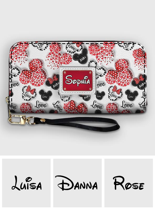 Personalized Minnie Mouse Leather Long Wallet for Women