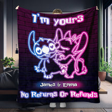 Load image into Gallery viewer, Personalized Neon Effect Ohana Blanket Custom Names Gift for Couples

