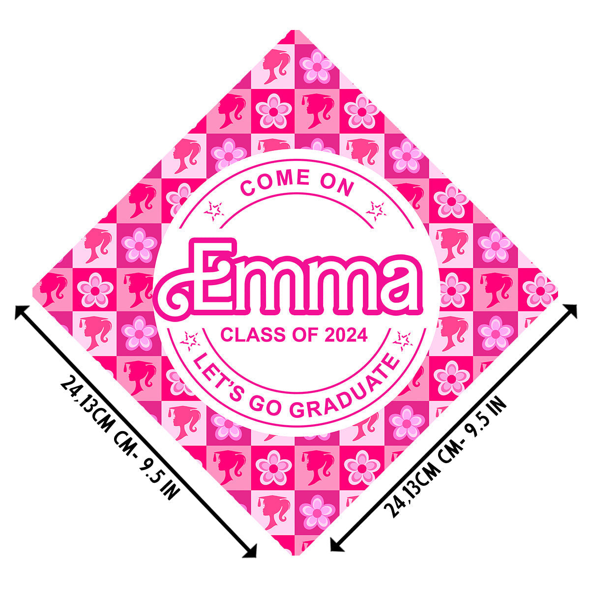 Personalized Graduation Cap Topper Pink Doll Theme Gift for Daughter