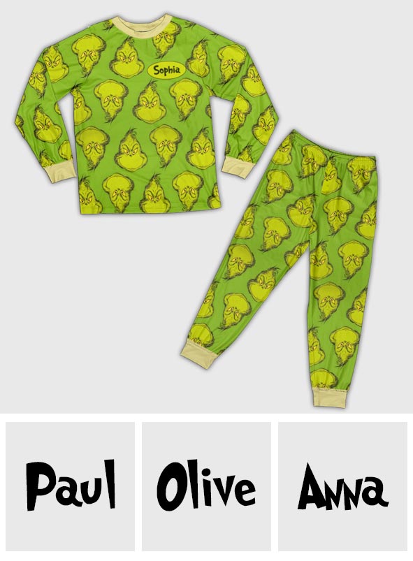 Personalized Grinch Pajama Set for Kids | Christmas Gift