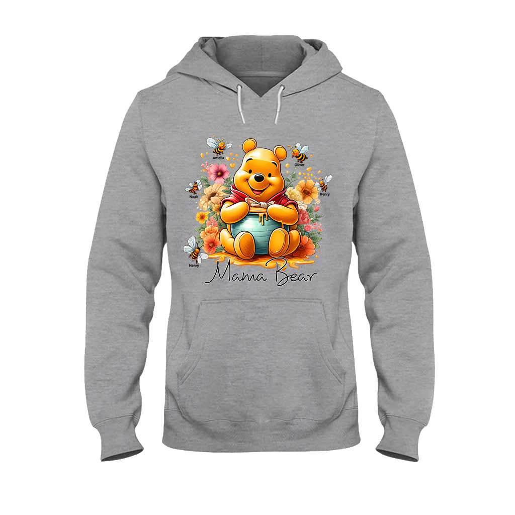 Personalized Mama Bear T-Shirt & Hoodie with Floral Design for Mom