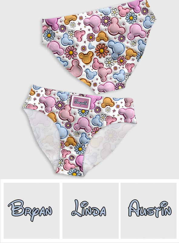 Personalized Cute Mouse Ears Floral Women's Briefs Unique Gift