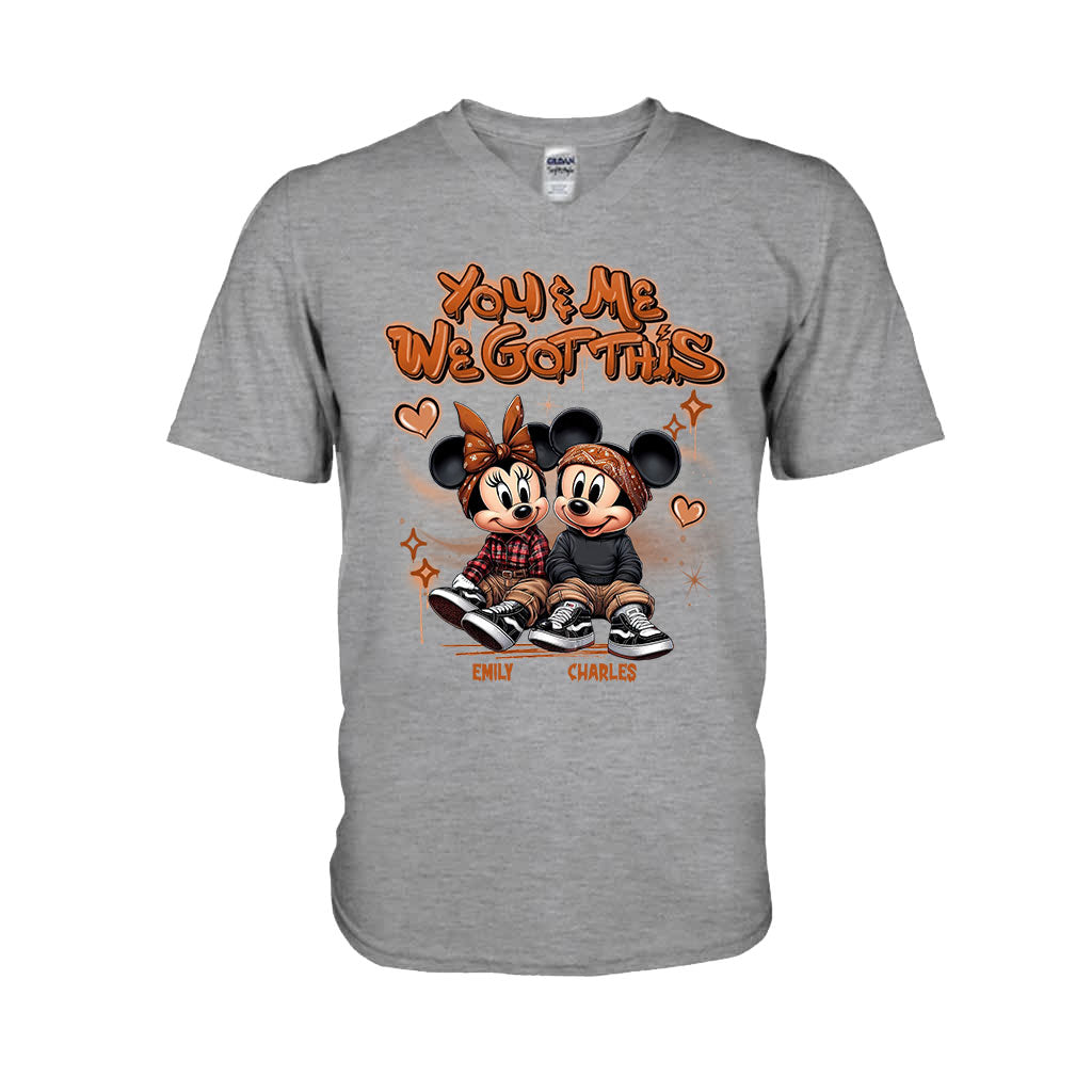 Personalized Couples Mouse T-shirt & Hoodie with Custom Names for Engagement or Anniversary
