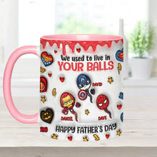 Load image into Gallery viewer, Personalized Superhero Accent Mug Custom Name Gift for Dad
