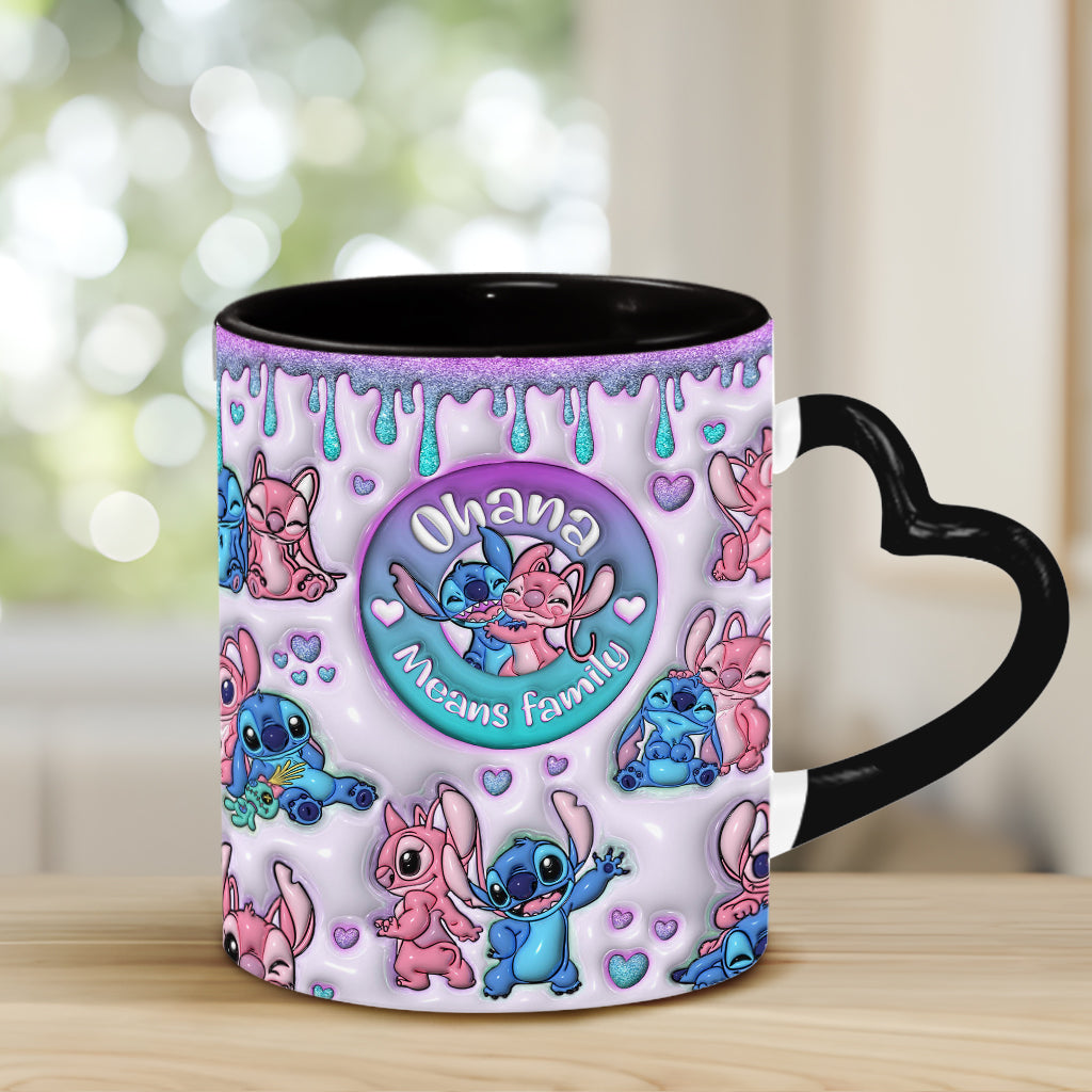 Personalized Heart Handle Mug Ohana Means Family Gift