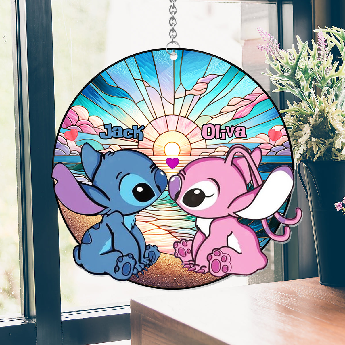 Personalized Suncatcher Ornament Custom Name Ohana Gift