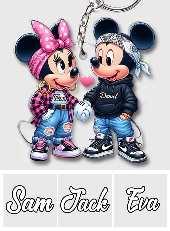 Personalized Mouse Couple Keychain Custom Name Gift for Valentine’s Day