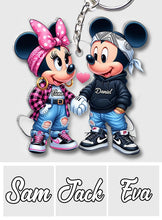 Load image into Gallery viewer, Personalized Mouse Couple Keychain Custom Name Gift for Valentine’s Day
