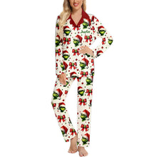 Load image into Gallery viewer, Personalized Grinchmas Button Down Pajamas for Christmas
