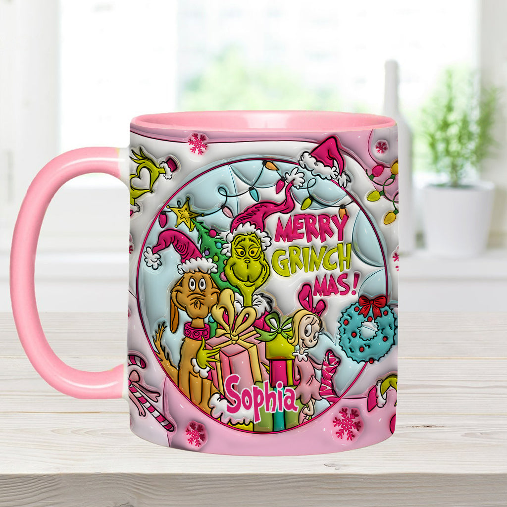 Personalized Merry Grinchmas Accent Mug Custom Name Holiday Gift