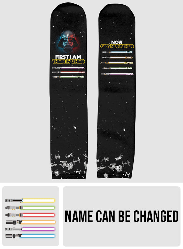 Personalized Grandfather Socks with Custom Names Star Wars Gift