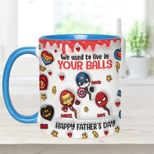 Load image into Gallery viewer, Personalized Superhero Accent Mug Custom Name Gift for Dad
