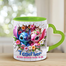 Load image into Gallery viewer, Personalized Heart Handle Mug Custom Names Couples Gift
