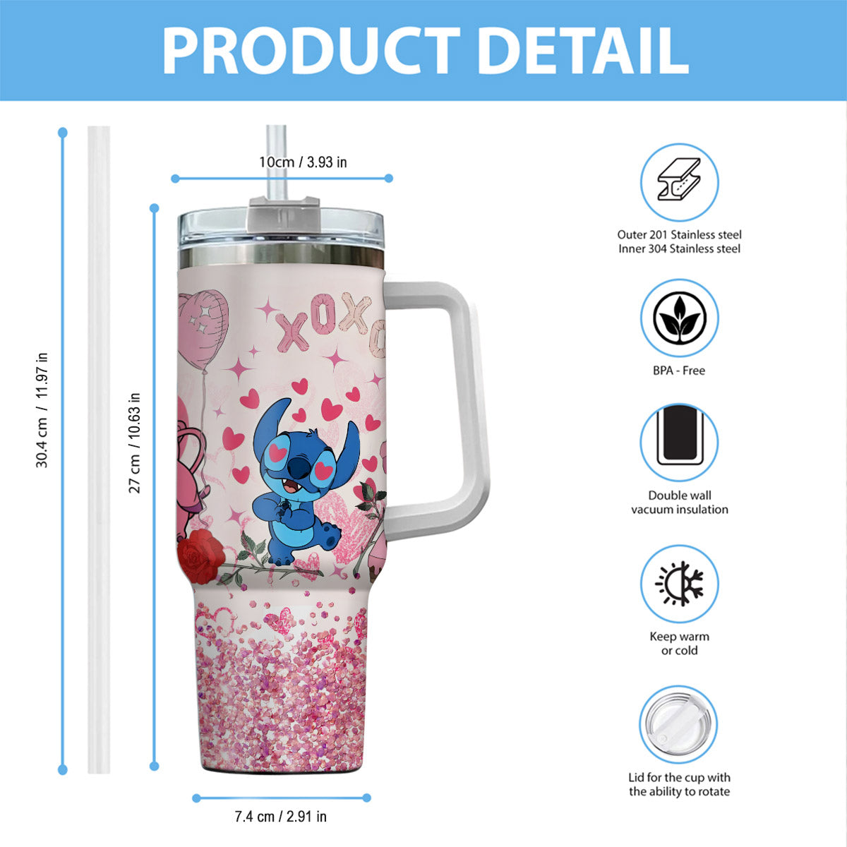 Personalized Ohana Tumbler with Handle Custom Name Gift for Couples