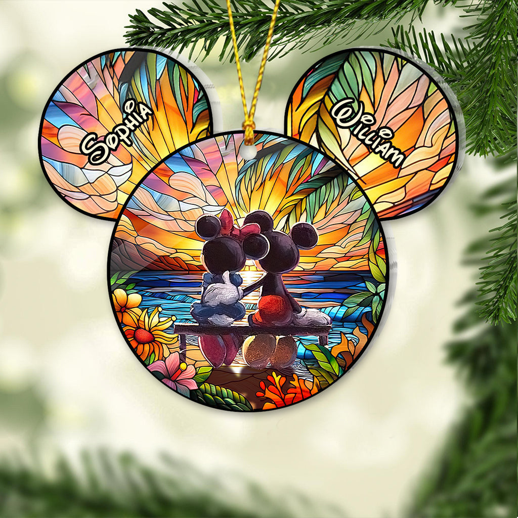 Personalized Romantic Mouse Couple Acrylic Ornament for Christmas