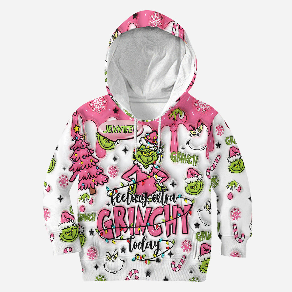 Personalized Grinchy Hoodie and Leggings Set for Christmas Gift