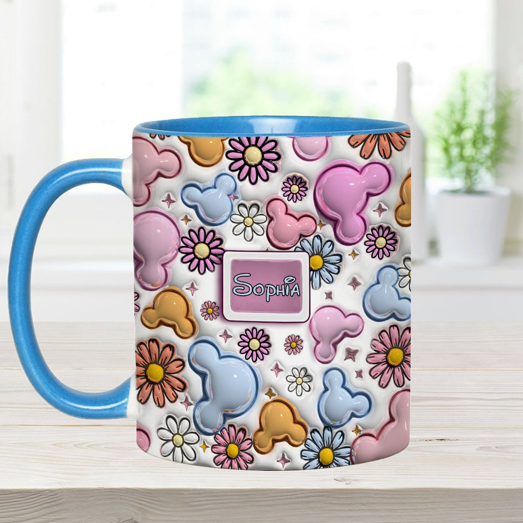 Personalized Disney Floral Accent Mug with Custom Name Gift for Mom
