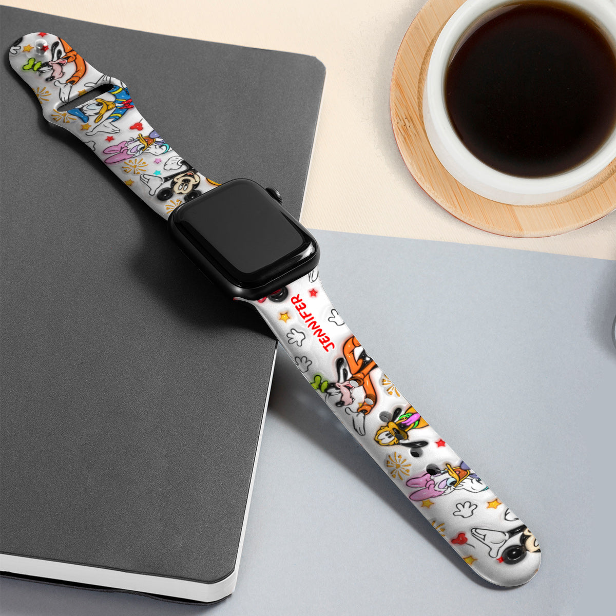 Personalized Puffy Mouse Ears Apple Watch Band Custom Name Gift