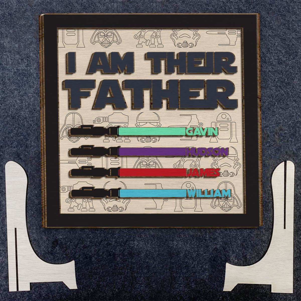 Personalized 2 Layered Wood Plaque I Am Their Father Gift for Dad