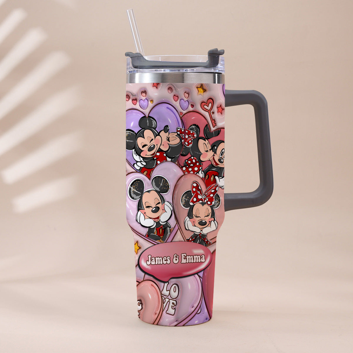 Personalized Mouse Ears Couple Tumbler with Handle for Engagement