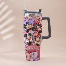 Load image into Gallery viewer, Personalized Mouse Ears Couple Tumbler with Handle for Engagement
