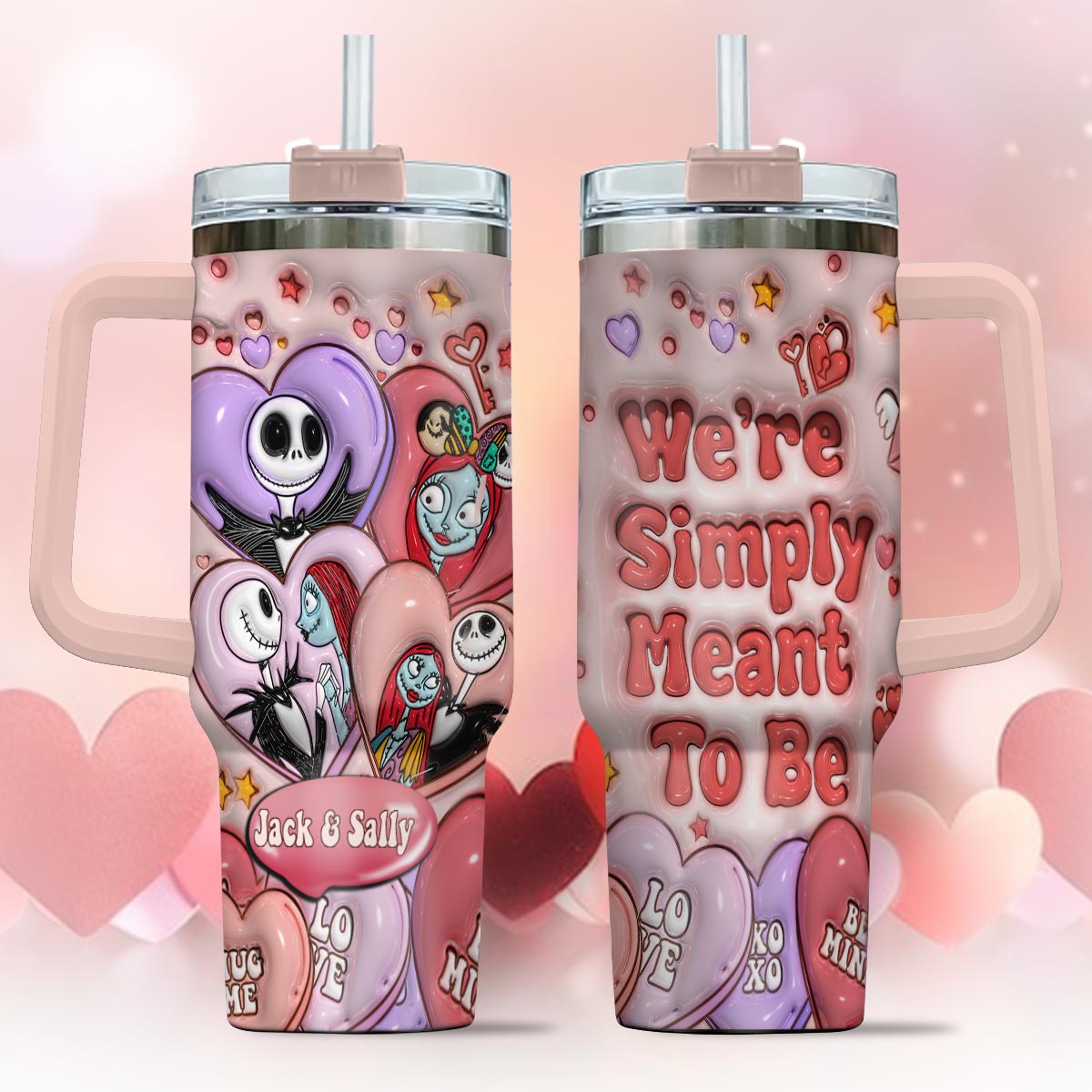 Personalized Tumbler With Handle for Couples | Unique Gift Idea