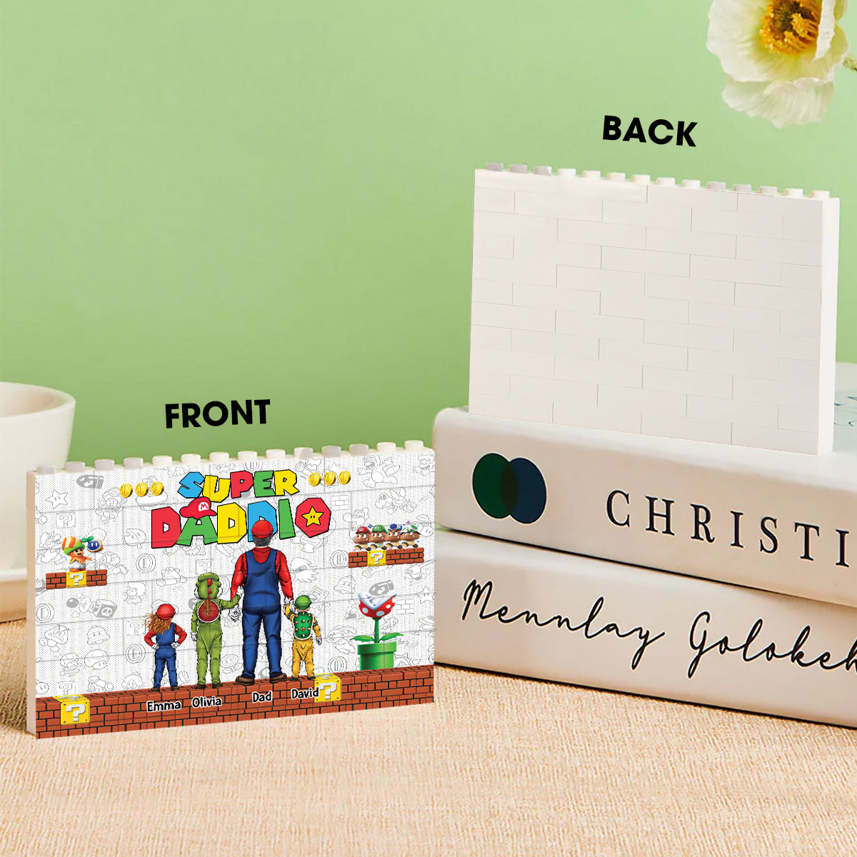 Personalized Super Dad Building Brick Custom Name Gift for Father's Day