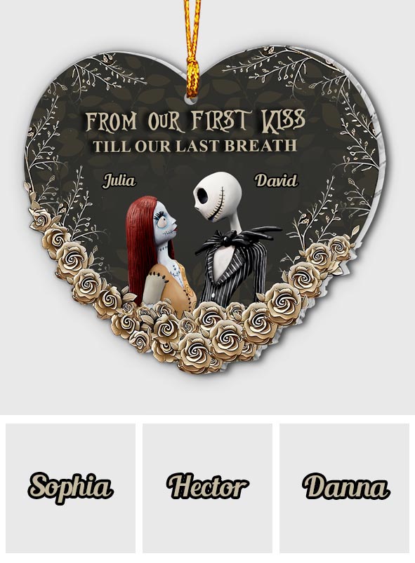 Personalized Nightmare Before Christmas Heart Ornament Custom Names Gift for Couples