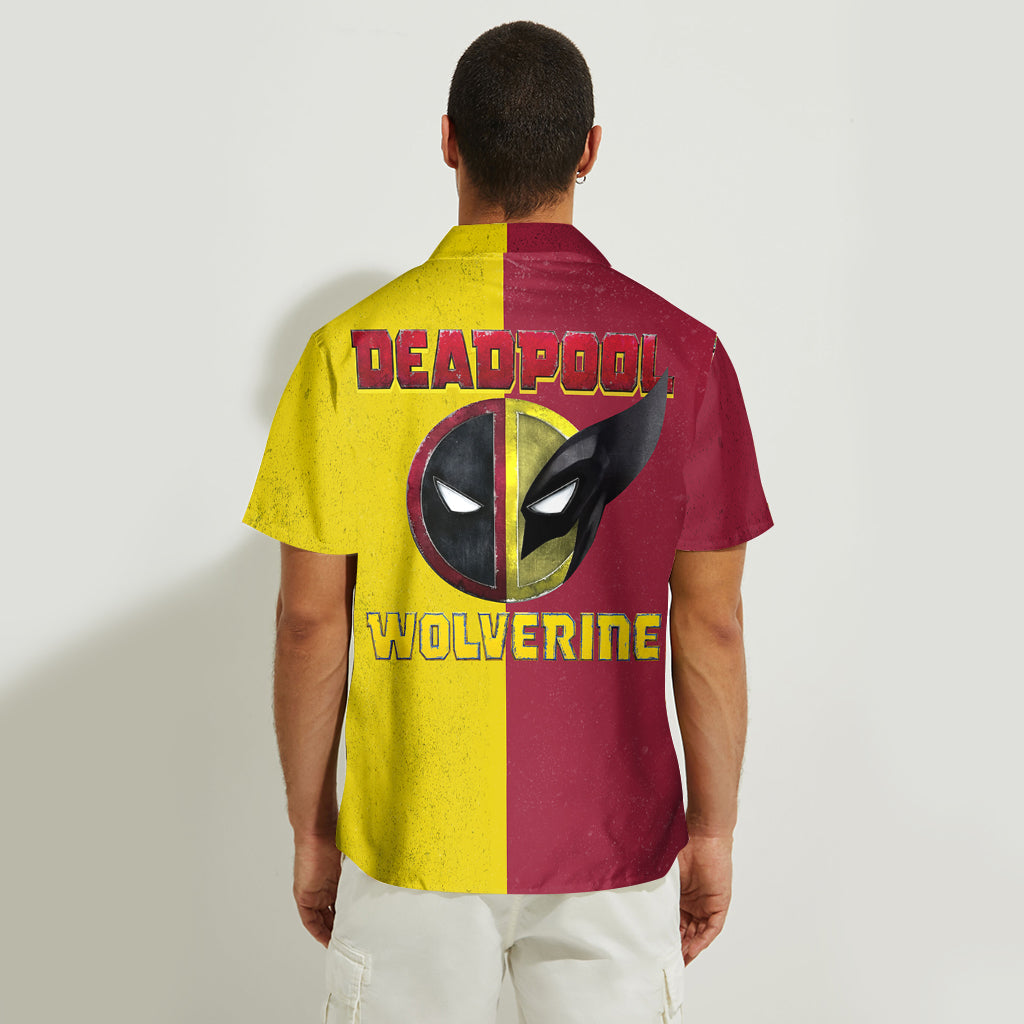 Personalized Deadpool & Wolverine Hawaiian Shirt Custom Name Gift for Him