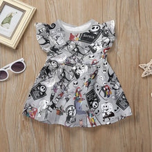 Load image into Gallery viewer, Personalized Nightmare Kids Ruffle Sleeve Dress for Halloween
