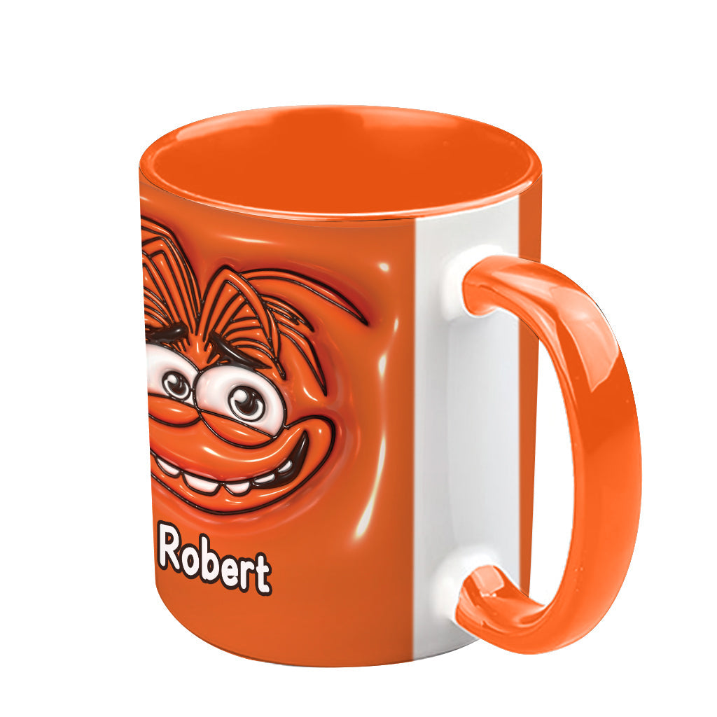 Personalized Two-Tone Accent Mug with Emotive Character - Custom Name Gift
