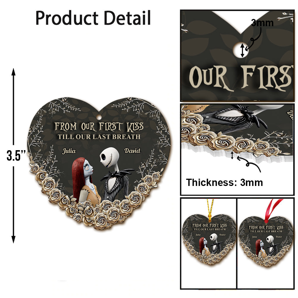 Personalized Nightmare Before Christmas Heart Ornament Custom Names Gift for Couples
