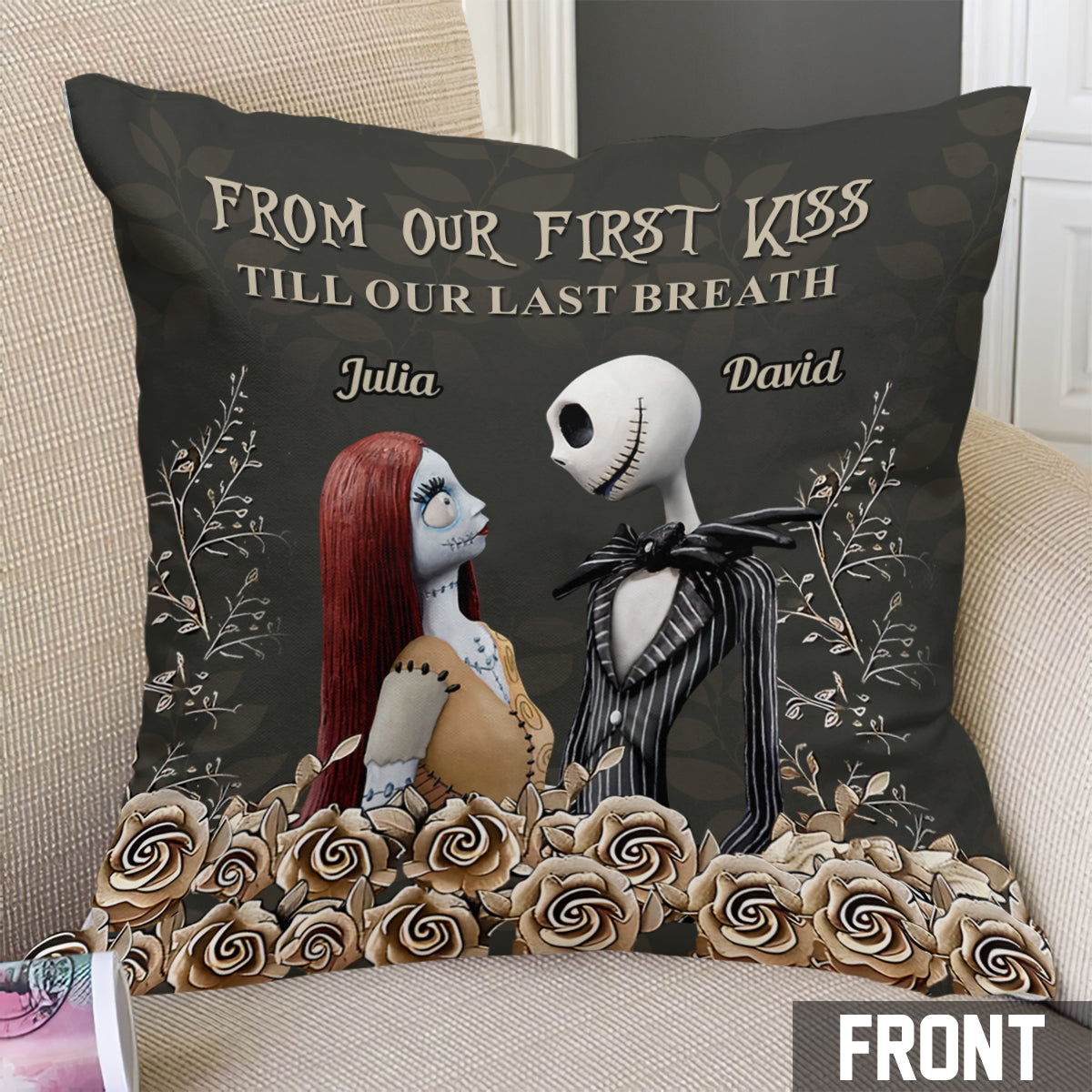 Personalized Nightmare Throw Pillow Custom Name Gift for Couples