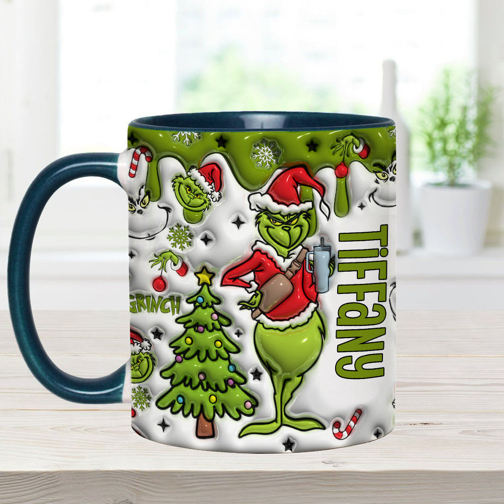 Personalized Grinch Accent Mug Custom Name Gift for Christmas