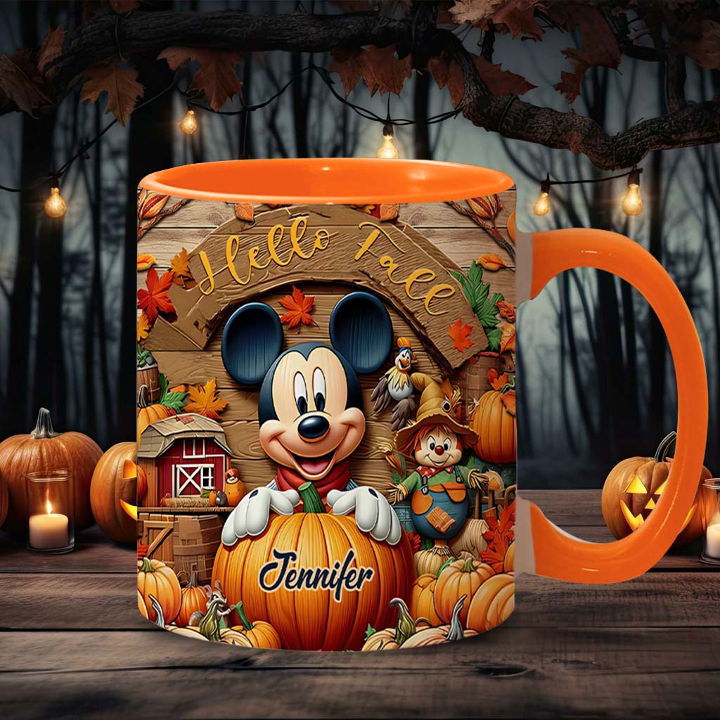 Personalized Hello Fall Accent Mug Custom Name Gift Idea