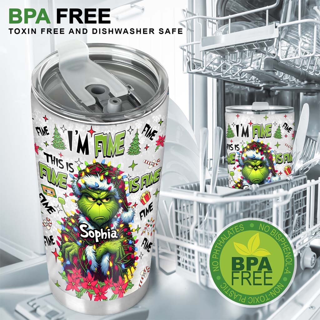 Personalized Grinch Tumbler Christmas Gift for Mom with Name