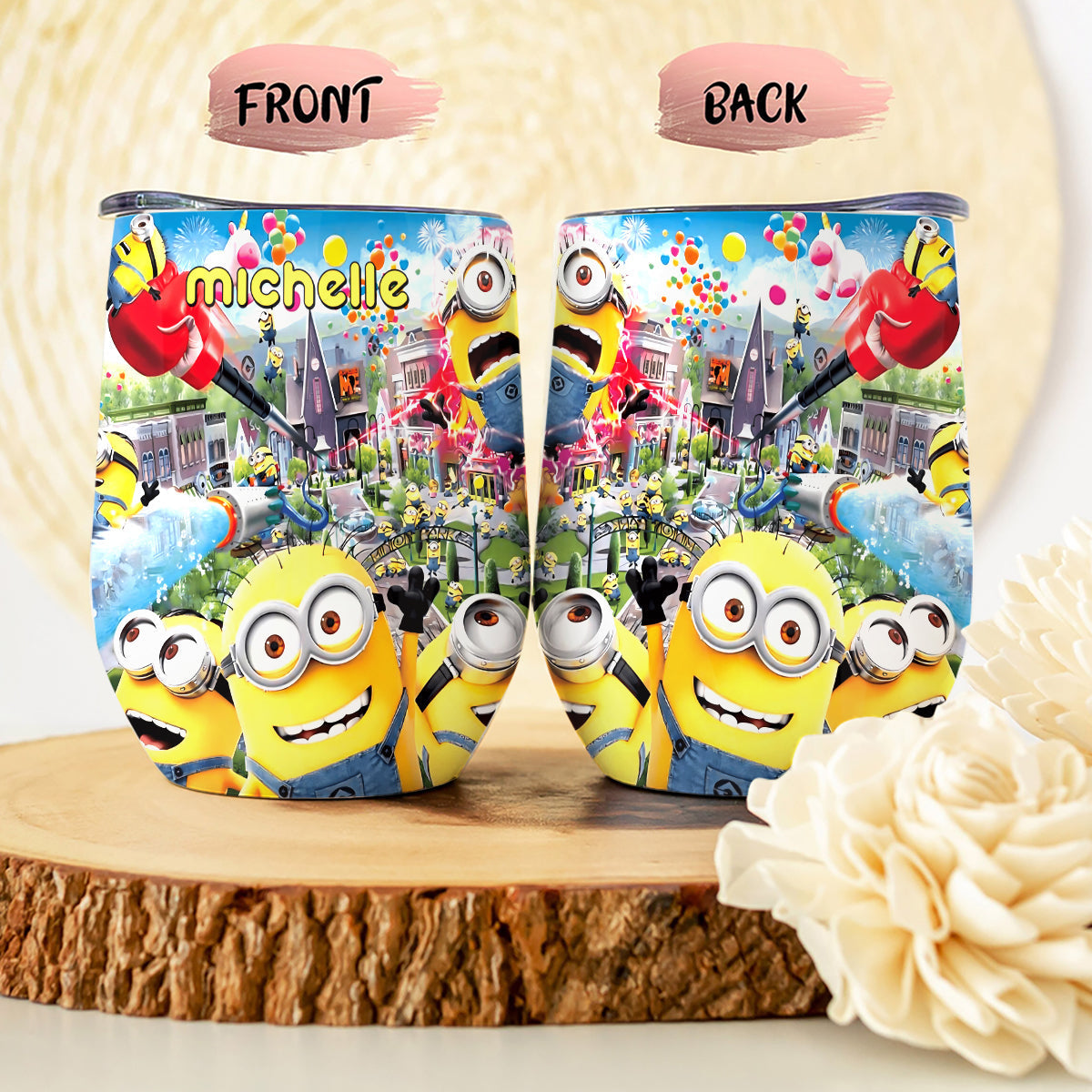 Personalized Minions Wine Tumbler Custom Name Gift Idea