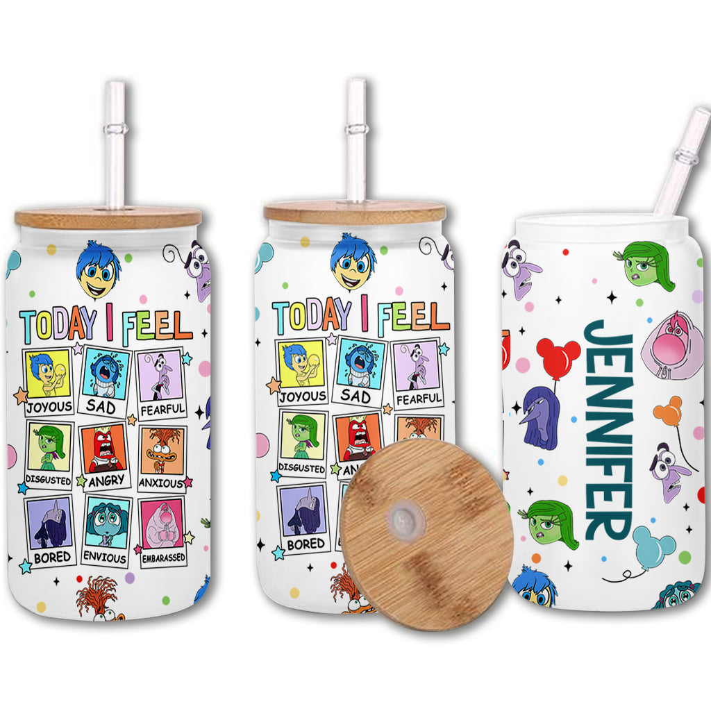Personalized 16oz Can Glass with Straw for Kids & Adults - Today I Feel Gift